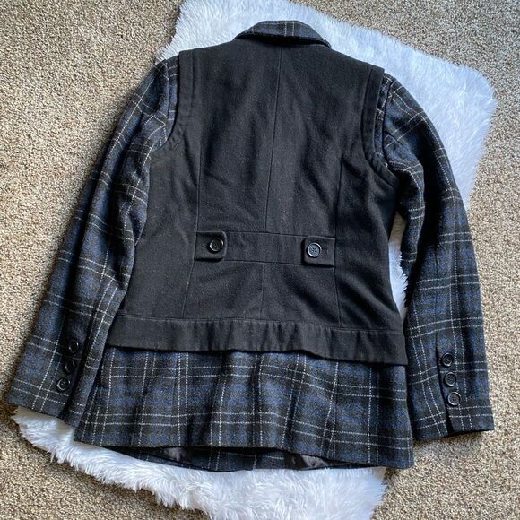 Guess Jacket Pea Coat Plaid Wool Blend Button Front Y2K Lined Women’s Sz Medium - Picture 2 of 15